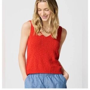 NWT J.CREW V-Neck Beach Sweater-Tank in Bright Orange Sz M